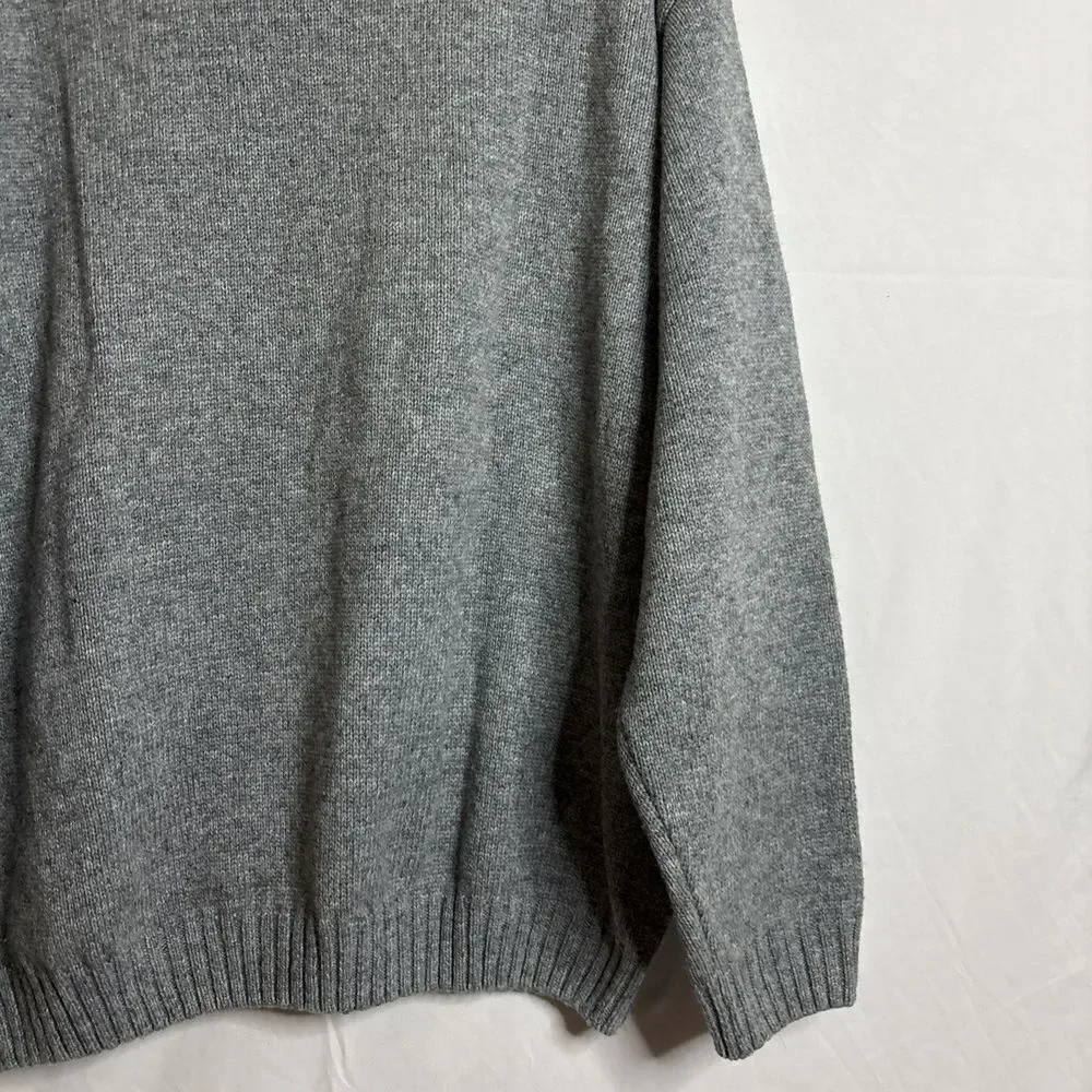 Henry Grethel Men's XL Grey Crewneck Chunky Knit Wool Blend Grandpa Sweater